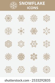 set of snowflake icons, winter, snow