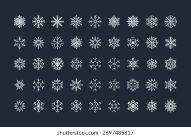 Conjunto de iconos de copo de nieve, invierno, nieve