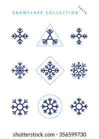 Set of snowflake line icons