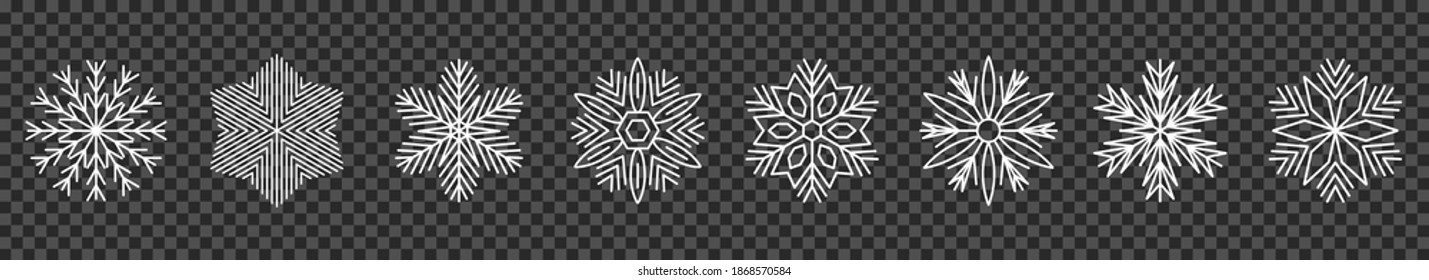 Set snowflake line icons, ice crystal snowflakes - stock vector