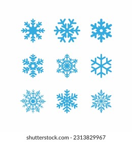 conjunto de ilustración vectorial del logotipo de copo de nieve