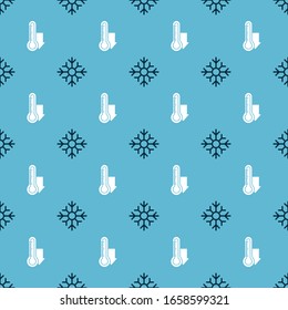 Ajuste el termómetro Snowflake y Meteorología para medir en un patrón transparente. Vector
