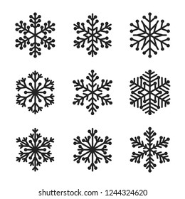 Set of snowflake on white background