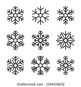 Set of snowflake on white background