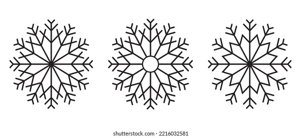 Set of snowflake outline icons isolated on white background. Decorative element for Christmas and New Year design.Vector illustration.