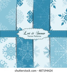 Set of Snowflake Patterns - Snowflake vector patterns. Snowflakes are grouped in one layer for easy editing.