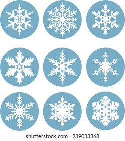 Set of snowflake shapes in flat style