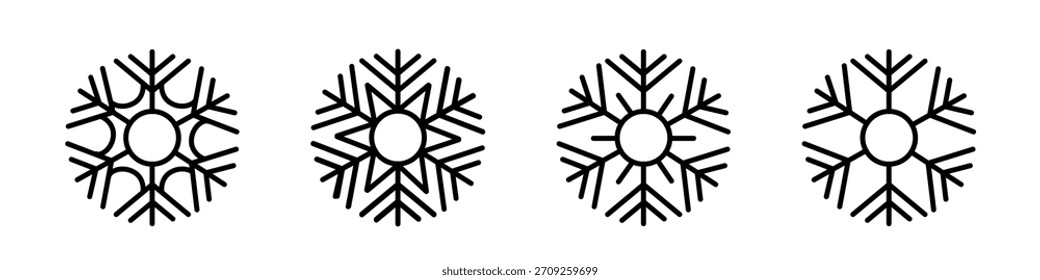 Set snowflake silhouette vector illustration on white background