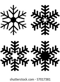 Set of Snowflake Silhouettes