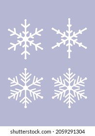 Símbolo de copo de nieve aislado en un fondo morado. Ilustración vectorial del invierno y del elemento de navidad o narración. 