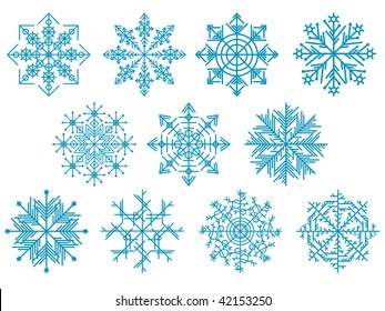 set of snowflake vector