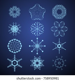 Set Snowflake Vectors. Set of beautiful snowflakes for Christmas. Vector illustration for winter design.
