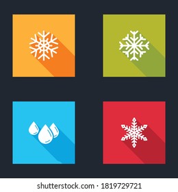 Ajuste copo de nieve, , gota de agua e icono. Vector.