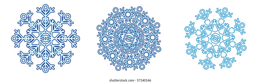 set of snowflake, xmas and new year vector decoration symbol isolated on white
