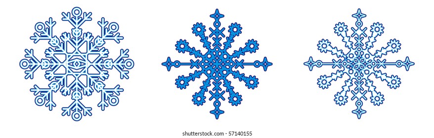 set of snowflake, xmas and new year vector decoration symbol isolated on white