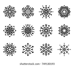 Set of snowflakes 2. Vector graphic illustration.
