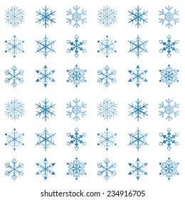 Set of snowflakes (9 different snowflakes) . It's also a seamless pattern. 