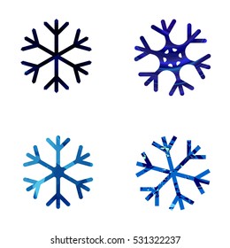 Set snowflakes abstract logos, design template, vector illustration