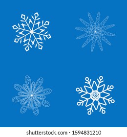 Set of snowflakes. Blue background. Vector.