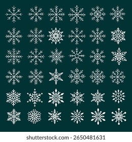 set of snowflakes for christmas