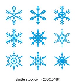 Juego de copos de nieve. Iconos vectores aislados en fondo blanco.