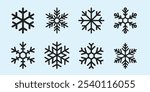 Set of Snowflakes Christmas design. Snowflakes icons. White Snowflake. Snowflakes template. Snow winter. Snowflakes icons.