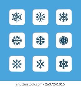 Set of Snowflakes Christmas design modern. Snowflakes icons. White Snowflake. Snowflakes template. Snow winter. Snowflakes icons.