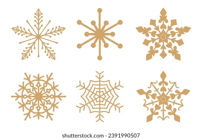 Juego de copos de nieve navidad diseño pro vector
