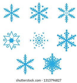 Set of Snowflakes Christmas design vector -Blue