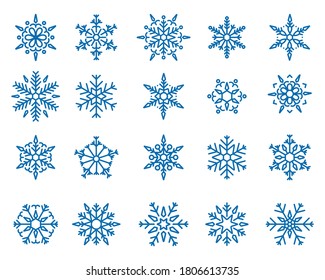 Snowflakes Vector Collection Isolated On White Stock Vector (Royalty ...