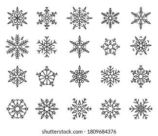 Set of Snowflakes Christmas design vector, snowflake winter icon symbol on white background
