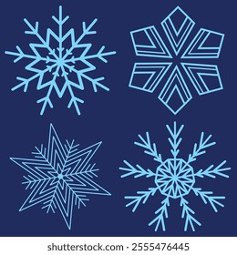 Set of Snowflakes Christmas design vector. Snowflakes icons. White Snowflake. Snowflakes template. Snow winter. Snowflakes icons. Snowflake vector icon