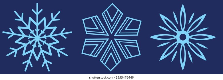 Set of Snowflakes Christmas design vector. Snowflakes icons. White Snowflake. Snowflakes template. Snow winter. Snowflakes icons. Snowflake vector icon
