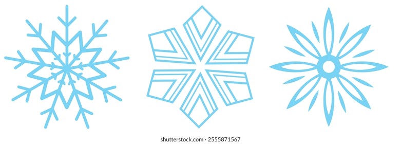 Set of Snowflakes Christmas design vector. Snowflakes icons. White Snowflake. Snowflakes template. Snow winter. Snowflakes icons. Snowflake vector icon