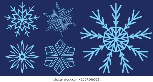 Set of Snowflakes Christmas design vector. Snowflakes icons. White Snowflake. Snowflakes template. Snow winter. Snowflakes icons. Snowflake vector icon