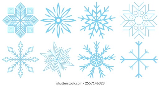Set of Snowflakes Christmas design vector. Snowflakes icons. White Snowflake. Snowflakes template. Snow winter. Snowflakes icons. Snowflake vector icon