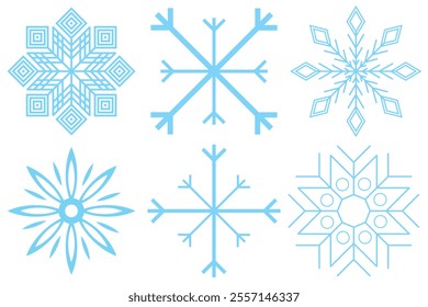 Set of Snowflakes Christmas design vector. Snowflakes icons. White Snowflake. Snowflakes template. Snow winter. Snowflakes icons. Snowflake vector icon