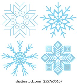 Set of Snowflakes Christmas design vector. Snowflakes icons. White Snowflake. Snowflakes template. Snow winter. Snowflakes icons. Snowflake vector icon