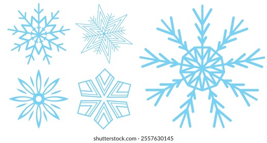 Set of Snowflakes Christmas design vector. Snowflakes icons. White Snowflake. Snowflakes template. Snow winter. Snowflakes icons. Snowflake vector icon