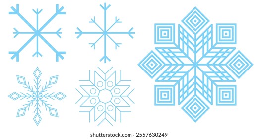 Set of Snowflakes Christmas design vector. Snowflakes icons. White Snowflake. Snowflakes template. Snow winter. Snowflakes icons. Snowflake vector icon