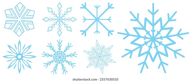 Set of Snowflakes Christmas design vector. Snowflakes icons. White Snowflake. Snowflakes template. Snow winter. Snowflakes icons. Snowflake vector icon