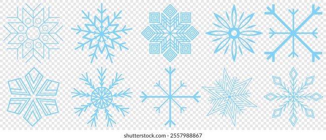 Set of Snowflakes Christmas design vector. Snowflakes icons. White Snowflake. Snowflakes template. Snow winter. Snowflakes icons. Snowflake vector icon