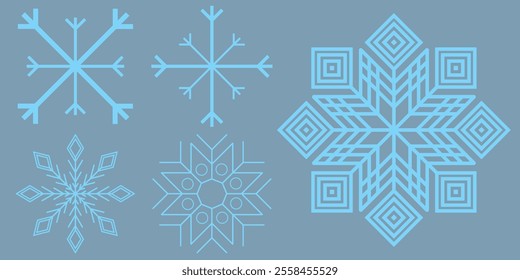 Set of Snowflakes Christmas design vector. Snowflakes icons. White Snowflake. Snowflakes template. Snow winter. Snowflakes icons. Snowflake vector icon