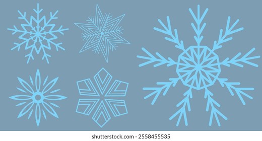 Set of Snowflakes Christmas design vector. Snowflakes icons. White Snowflake. Snowflakes template. Snow winter. Snowflakes icons. Snowflake vector icon