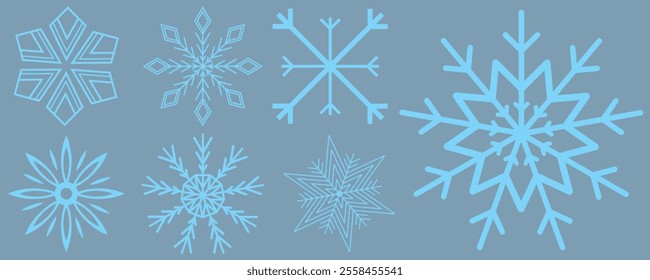 Set of Snowflakes Christmas design vector. Snowflakes icons. White Snowflake. Snowflakes template. Snow winter. Snowflakes icons. Snowflake vector icon