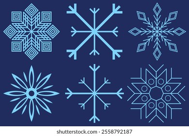 Set of Snowflakes Christmas design vector. Snowflakes icons. White Snowflake. Snowflakes template. Snow winter. Snowflakes icons. Snowflake vector icon