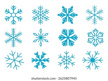 Conjunto de Vector de diseño de Navidades Snowflakes. Iconos de copos de nieve. Copo de nieve blanco. Plantilla de copos de nieve. Invierno de nieve. Iconos de copos de nieve. Icono de Vector de copo de nieve.