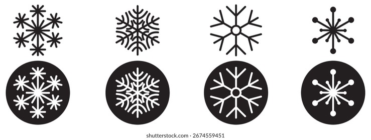 Set of Snowflakes Christmas design vector. Snowflakes icons. White Snowflake. Snowflakes template. Snow winter. Snowflakes icons. Snowflake vector icon