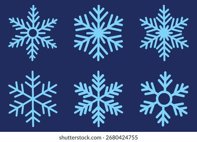 Set of Snowflakes Christmas design vector. White Snowflake. Snow Icons, Snowflakes Vector Icons, Winter Icons, Snow or Snowflake symbol, Snow, Snowflakes Snowflakes Line Silhouette.