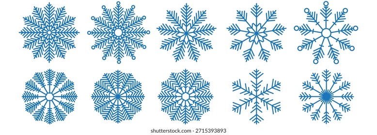 Set of Snowflakes Christmas design vector. Snowflakes icons. White Snowflake. Snowflakes template. Snow winter. Snowflakes icons. Snowflake vector icon. EPS 10.